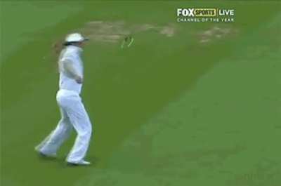 Andrew Strauss destroying his sunglasses with a ball while fielding.