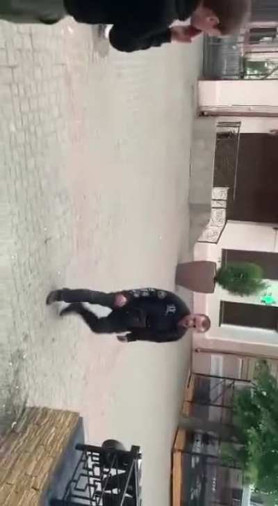 Friendly battle in slow motion