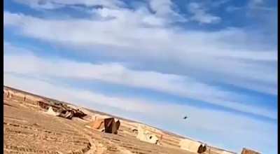 Iranian kamikaze drone destroying its target telepathically during army exercises.