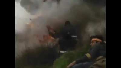 Tank shell direct hit (warning: loud)