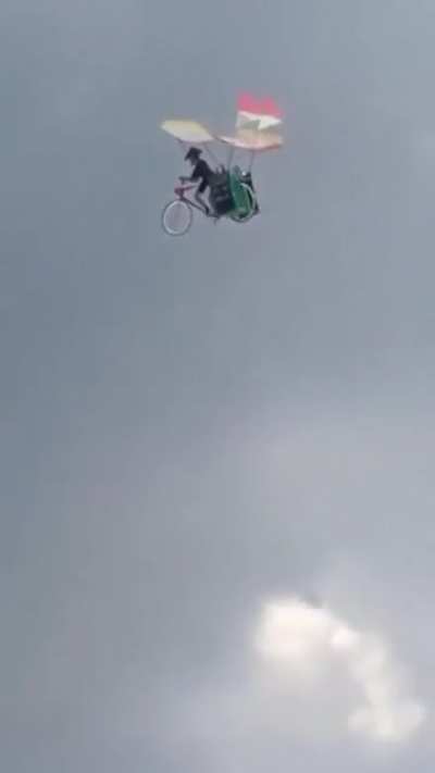 Never thought that i would see flying bicycle in my lifetime