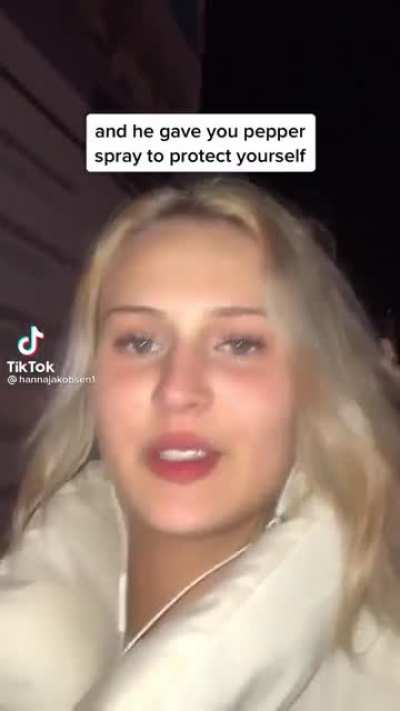 Walking into pepper spray!