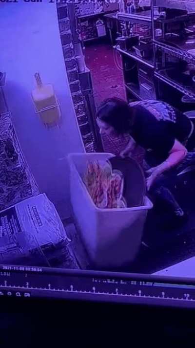 Balancing food about to be served on a dirty trashcan