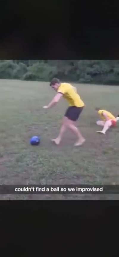 Soccer with a bowling ball. Absolute chaos