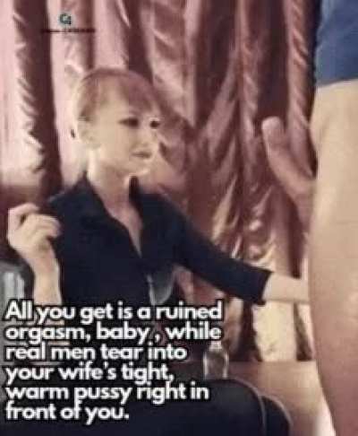 Does a ruined orgasm for a cuckold feels better than cumming inside the wife's pussy?