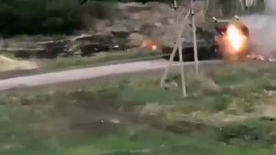 Close-up view of the impacts of the M2 Bradley's 25mm bushmaster autocannon on the BTR-82A and it's passengers. (From that joust footage)