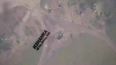 A Ukrainian T-64BV is destroyed by a Russian Lancet loitering munition. Near the E40 Bakhmut - Slovyansk highway. [Published 12/04/2024]