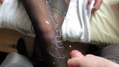Girls Legs Drenched In Cum
