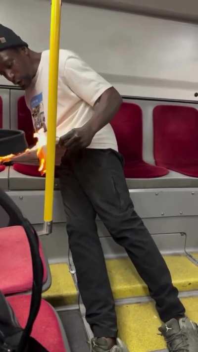 Man burns shirt on bus