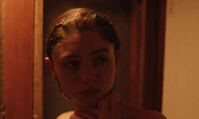 Natalia Dyer getting out of the shower