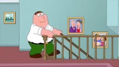 Peter falls down the stairs