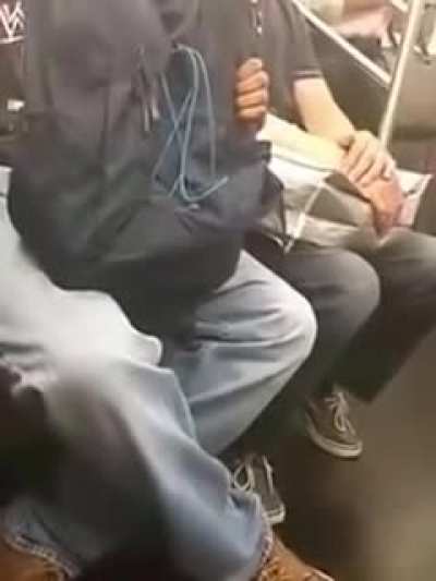 Woman humiliates man masturbating on subway