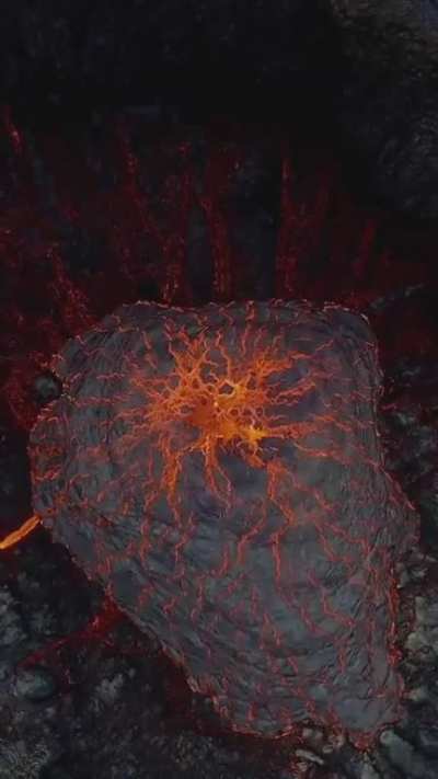 Top view of a volcanic eruption