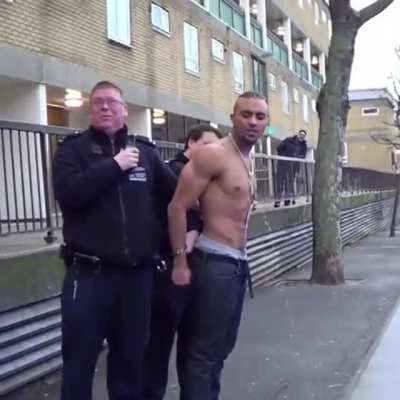 ...at looking like badman getting arrested