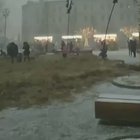 In honor of the holiday Maslenitsa (Масленица), artists of the air theater were invited to the Zaryadye Park, Moscow. Everything was fine until the weather changed.