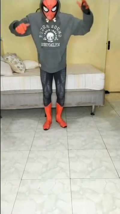 Spanish Spider-Man tries viral TikTok challenge, fails miserably.
