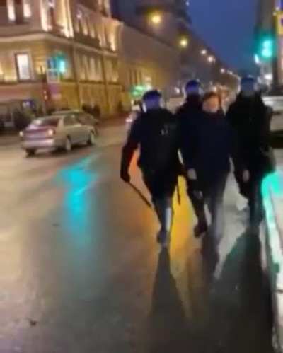 This is from today's protests in Russia. 