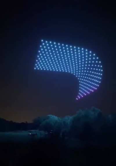 300 drones formation. Perfect synchronization