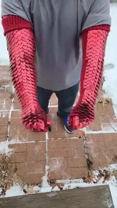 This glove with metal scales