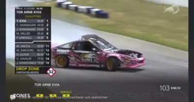 Norwegian drifter Tor Arne Kvia does awesome qualifying run, with his hood open!