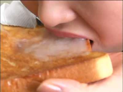 Officer worker eats a slice of toast [SDDM-035]