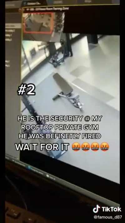 Gym security guard investigating some fishy activity.