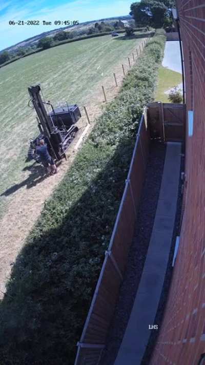 Installing fence post by machine gone wrong