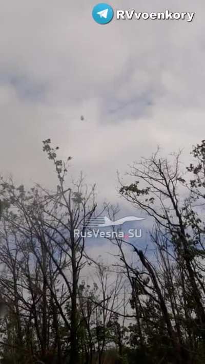 ru pov: 9K35 Strela-10 of Russian Northern Fleet naval infantry shooting down Ukrainian drone - Bakhmut