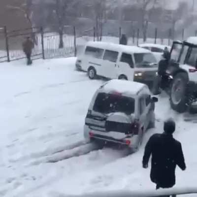 Cars sliding down the hill