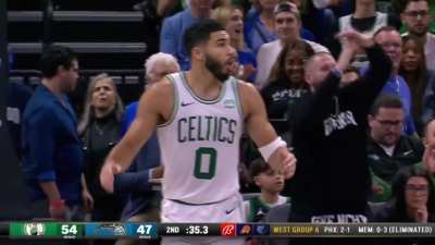 [Highlight] Jayson Tatum gets a tech for hanging on the rim