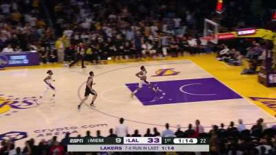[Highlight] Tyus Jones passes it right to AD; AD passes to Rui who slams it down. Memphis timeout as Lakers lead by 26 in the first quarter