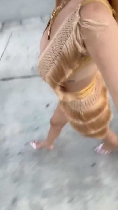 Furry dress, walking