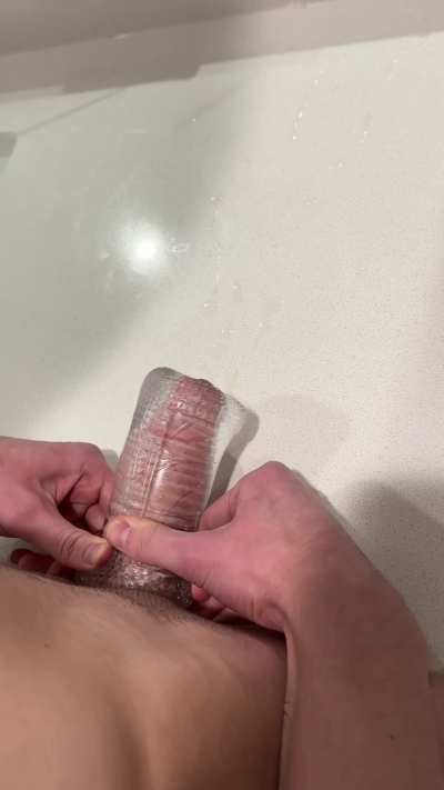 New toy is so tight it keeps some of my cum in me until I pullout