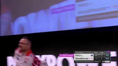Damon Heta hits the second 9 dart leg of the World Championships