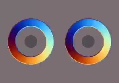 Dois círculos do mesmo tamanho girando em direções diferentes