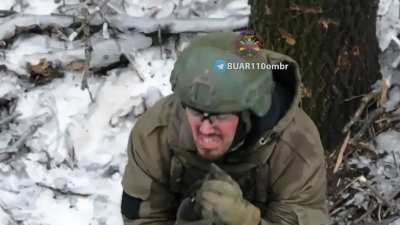 Russian soldier follows drone and begs for mercy near Avdiivka, then decides to run off and hide