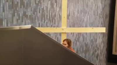 Jesus takes the escalator