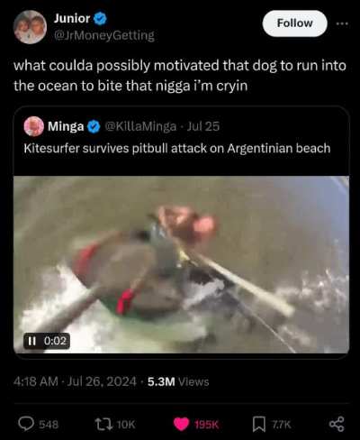 Walking on water just to bite someone is that true hater lifestyle