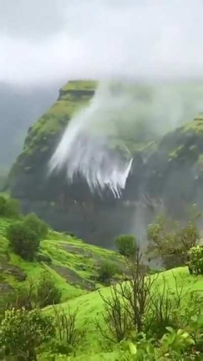 Reverse waterfall in India