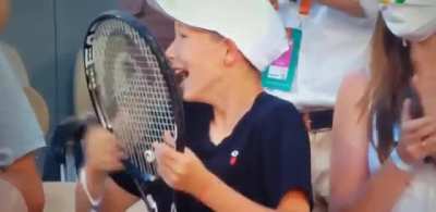 This kid’s reaction on getting racket from Novak Djokovic after historic French Open win today