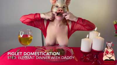 GingerCris - Piglet Domestication: S1E3 Elegant Dinner with Daddy 🐷💩👅👩🏻<wbr>‍🦰
