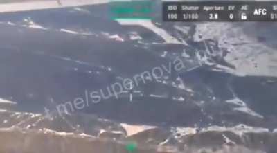 A Russian armor column attempting another assault towards Avdiivka getting hit by Ukrainian artillery this morning