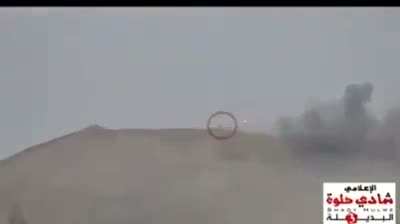 SAA uses an ATGM to take out a single ISIS fighter...