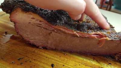 Best Brisket I have made so far - 10# Costco Prime, dalmatian rub, smoked ~9 hours on red oak and hickory