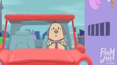 Dogs Stuck in Traffic