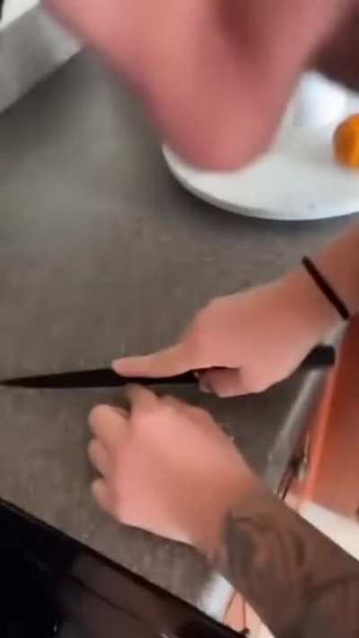 Good girl doesn’t eat unless her food is “cooked”