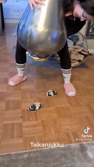 Emptying a big pot...