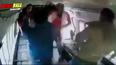 Guy tries to rob in public transportation Dragon ball super fighting song. Credit: meme ball