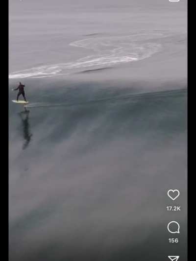 Hydrofoil surfing on a dark swell in the Pacific Northwest