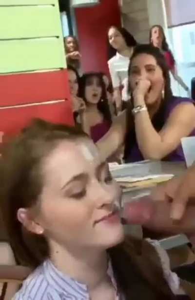 In front of her friends